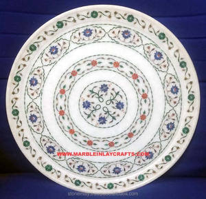 Pitra Dura — plaque jetable en marbre blanc, de forme ronde, meilleure qualité, pour la décoration de la maison et utilisation pour le ensemble de dîner - Product Image 1