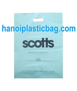 Green punch out handle plastic bag with logo printing - Product Image 3