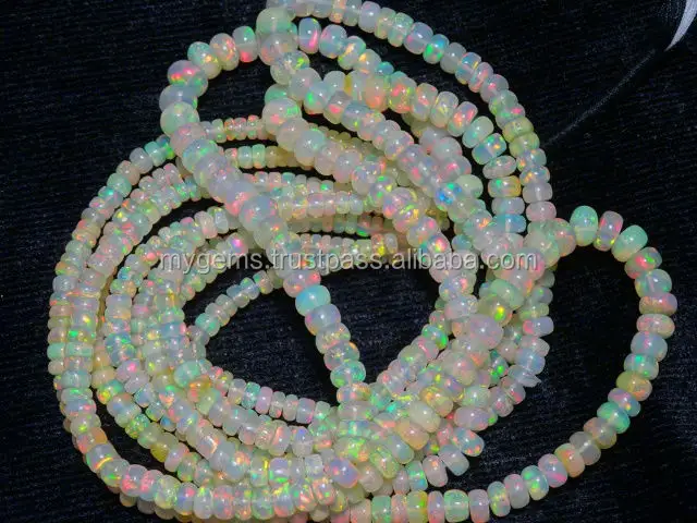 Natural Ethiopian Fire Opal 4-6ミリメートルSmooth Beads