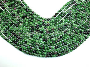 Rubis naturel Zoisite Roundel perles lisses cristaux rouges verts perles de pierre organique perles rondes faites à la main - Product Image 3