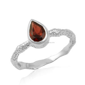 Granate Natural clásico, banda de textura de piedras preciosas de Plata de Ley 925, anillo de ajuste de bisel apilable para fiesta, venta al por mayor, stock listo - Product Image 5