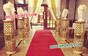 Fabricant de décorations de mariage de style Rajasthan Piliers de couloir en bois équipés de piliers légers de style unique pour les mariages - Product Image 6