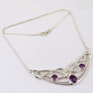 Histoire des accessoires de mode collier améthyste en argent Sterling 925 bijoux de créateur en argent - Product Image 1