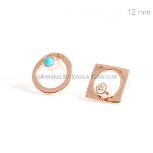 Sólido 18k oro piedra nuevo diseño pendientes esta pendientes disponibles en todo el oro rosa/amarillo/Blanco/ - Product Image 4