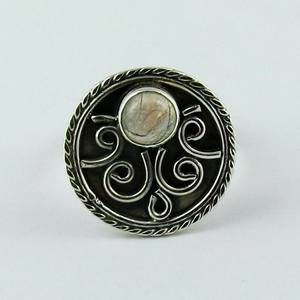 Anillo de plata de primera ley con piedra lunar para mujer, sortija, plata esterlina 925, Circonia cúbica, zirconia, circonita, zirconita, circón, Arco Iris, Colección moderna - Product Image 3