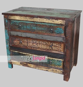 Vintage Recycled Mango Wooden Living Room Cabinets Chest of <b>Drawers</b> 3 <b>Drawers</b> Storage Furniture Bedside <b>Drawer</b> Table - Product Image 4
