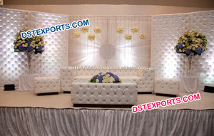 Paneles de fondo de cuero con mechones independientes con acolchado de cristal para decoraciones de boda de escenario - Product Image 5