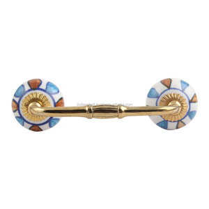 Poignée d'armoire en vrac fait à la main en céramique multicolore pont en gros commode poignées Lot Vintage tiroir porte armoire tirer - Product Image 4