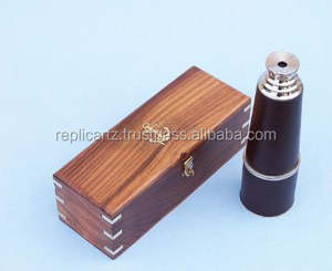 Telescopio antiguo de latón macizo, catalejos de cuero náutico, telescopio ajustable hecho a mano con caja de madera, regalos novedosos - Product Image 3