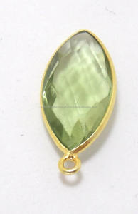 925 เงินสเตอร์ลิงอเมทิสต์ธรรมชาติอัญมณีเครื่องประดับ Marquise รูปร่างเครื่องประดับชุบทองเดี่ยว Bail BEZEL Connector - Product Image 3