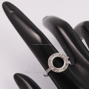Anillo de compromiso de Plata de Ley 925, anillo semimontura redondo de 10 mm con zirconia cúbica, en todos los tamaños - Product Image 6