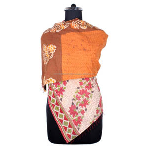 Kantha Travail Coton Fait Main Style Vintage Écharpe Design Tendance Pour Les Filles SC1045 Écharpes Vintage kantha coton cousu main - Product Image 1