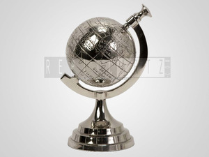 Globo Terráqueo Plateado de Lujo |   Globo terráqueo decorativo de escritorio con soporte de metal, adorno educativo para mesa de oficina, decoración del hogar, regalo - Product Image 3