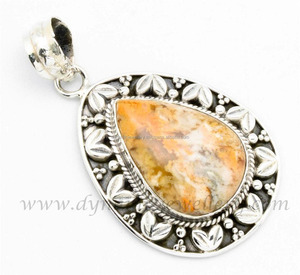 Bracciali con pietre preziose in agata dendritica 925 in argento Sterling 925 firmati braccialetti in argento massiccio con pietre di pera - Product Image 1