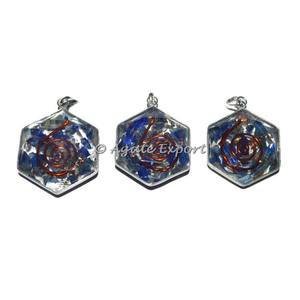 Colgante hexagonal de lapislázuli Orgone, colgantes de orgón de piedra Natural, colgante de piedra de ágata Natural - Product Image 1