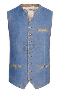 Trachten <b>Waistcoat</b> Bavarian <b>Waistcoat</b> in Jeans Fabric Blue Color (Bavaria Oktoberfest Vestcoat) - Product Image 4