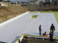 Tela de poliéster no tejida, Material de construcción de geotextil a prueba de agua, el mejor precio, venta directa de fábrica