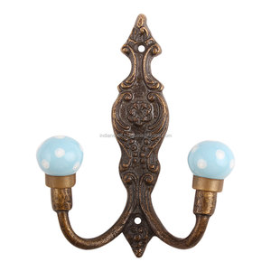 Vente en gros de crochets utilitaires traditionnels en céramique, en métal, Design à pois, Turquoise, sacs à chapeaux réutilisables, cintres pour vêtements, robuste - Product Image 1