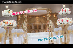 Ensemble de mandap à six piliers en bois de teck traditionnel pour mariages indiens Décorations de mariage artisanales par un fabricant qualifié - Product Image 4