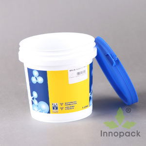 Seau en plastique blanc avec couvercle jaune pour peinture sans poignées - Product Image 4