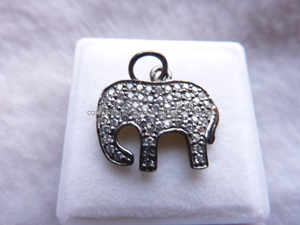 Colgantes de elefante de pavé de diamante, colgante de oro de 14k, dijes de Plata de Ley 925, colgante - Product Image 2