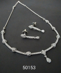 Conjunto de collar de alta calidad de joyería CZ diamantes americanos Cubic Zirconia joyería tradicional India venta al por mayor CZ 50153 joyería - Product Image 2