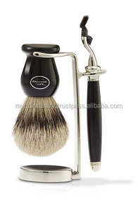 Blaireau à barbe OEM de la meilleure qualité Kit de rasage personnel avec manche en métal pour salon de coiffure - Product Image 2