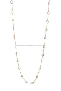 Collar de cuarzo de cristal de hebra larga con vermeil dorado Idea de regalo perfecta para bodas Fiestas Compromiso Collares de cadenas finas - Product Image 3