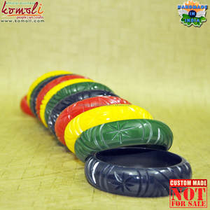 Brazalete tallado verde oscuro, joyería vintage, joyería hecha a mano india, venta al por mayor - Product Image 6