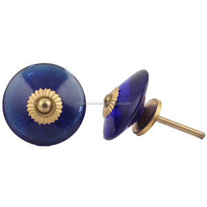 Main Premium Qualité Marine Bleu Verre Roue Tiroir Boutons Dresser Cabinet Poignées Cuisine Placard Poignées De Porte En Gros - Product Image 3