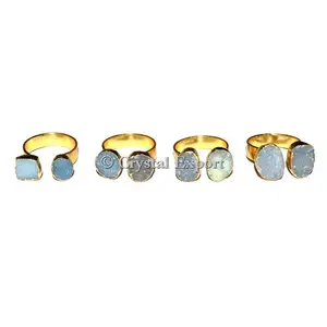 Двойное кольцо с друзой Aqua Onyx, оптовая продажа, кольцо с двойной друзой Aqua Onyx, экспорт кристаллов
