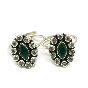 สีเขียวที่ยอดเยี่ยม Onyx_White CZ 925สเตอร์ลิงแหวนนิ้วเท้าเครื่องประดับเงินขายส่ง925เครื่องประดับเงินสเตอร์ลิง - Product Image 2