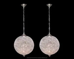 Glittering Glam Crystal Ball Hanging Chandelier Adjustable Ceiling Light with Crystal Shade Dining Room Light for Living Room