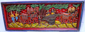 Suspension murale en bois sculpté à la main, 1 pièce, Sculpture indienne, panneau mural en bois sculpté à la main avec vie du guerrier - Product Image 2