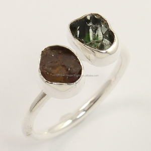 แหวนเงินแท้ 925 ประดับพลอยทัวร์มาลีนหลากสี รูปทรงแฟนซี ปรับขนาดได้ เหมาะสำหรับงานแต่งงานและงานปาร์ตี้ - Product Image 1