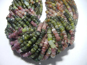 ลูกปัดโรนเดลเหลี่ยมเพชรพลอยหลากสี ทัวร์มาลีนหลายสี ขนาด 3.5 มม.-4 มม. ร้อยเป็นเส้น - Product Image 2