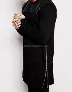 Camisetas largas de ropa personalizada OEM teñida transpirable de talla grande Hip Hop Streetwear - Product Image 1