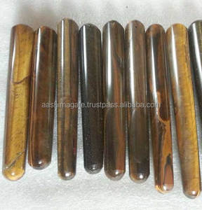 Wholesale Tiger Eye Smooth Massage <b>Wands</b> Handmade Natural <b>Crystal</b> Crafts Gem Jade Reiki Rocks Minerals Feng Shui Reiki Mascot - Product Image 1