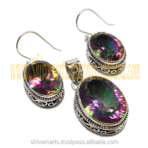 Nouveaux modèles avec boucles d'oreilles pendantes en quartz mystique en argent sterling 925 faites à la main pour femme - Product Image 2