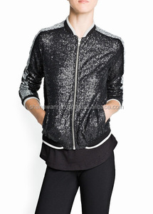 Veste bomber à manches courtes pour femmes grande taille 2023, mode, paillettes brillantes, broderie, devant ouvert, blazer slim avec doublure en nylon - Product Image 2