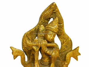 Estatua hecha a mano de latón indio para decoración del hogar, estatua antigua de bronce dorado, esculturas del Señor Krishna, artículos de regalo SMG-33/6724 - Product Image 5