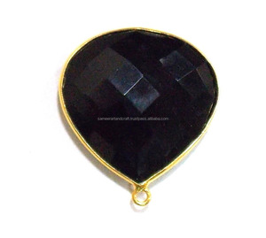 925 plata esterlina tamaño grande forma de corazón colgante bisel conector hecho a mano facetado negro ónix piedra preciosa diseño de fianza única 1mm - Product Image 6