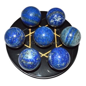 Star of David With 7 Lapis Ball on Black Agate Base - Product Image 1