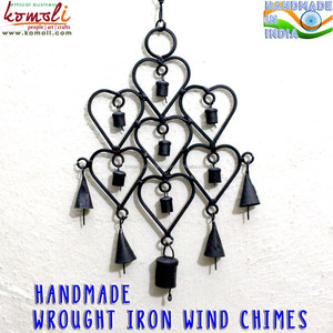 Black Heart shaped Wrought Iron Metal Wind <b>Chime</b> with Tiny <b>Bells</b> for Home Garden Outdoor Decoration Windchime - Product Image 5
