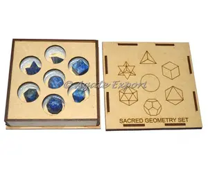 Lapis Lazuli Heilige Geometrie Set Met Vierkante Geschenkdoos