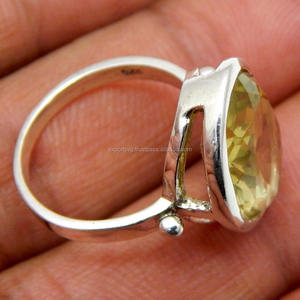 Anillos o alianzas clásicas de cuarzo citrino, plata de ley 925 de alta calidad para mujer - Product Image 2