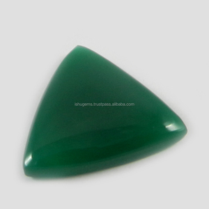 พลอยนิลธรรมชาติสีเขียว22มม. สามเหลี่ยม Cabochon 4.05 Gms พลอยหลวมสำหรับทำเครื่องประดับ Ishu อัญมณี IG0333 - Product Image 1