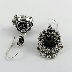 Pendientes Huggie Bohemios de Plata de Ley 925 con Diseño Cristiano en Forma de Jhumka, Lisos, para Mujer, Unisex, para Bodas y Fiestas - Product Image 6
