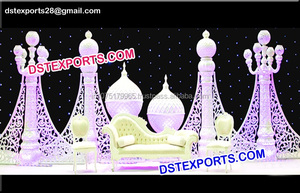 El último juego de escenario de pilares de fibra tradicional de Bollywood para bodas para Jodha Akbar o Vivah Premium Wedding DecorationsUK - Product Image 3