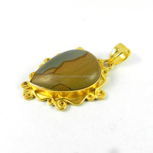 Porcelana jaspe piedras preciosas diseñador 18k chapado en oro colgante de joyería de moda-IG2908 - Product Image 3